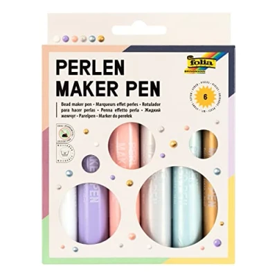 Image de folia 36029 Perlen Maker Pen, 6 Crayons à Perles de 30 ML pour des Points Couleur en 3D sur Papier, Textile, Bois, céramique, après séchage, résistant l&#039;eau et Lavable degrés