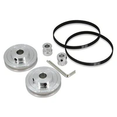 Image de Befenybay 2 Kit 2GT Roue synchrone 20 et 80 dents 10 mm Alésage poulie de distribution en aluminium avec pièces Longueur 250 Largeur 6 Courroie (20 80T 10B 6)