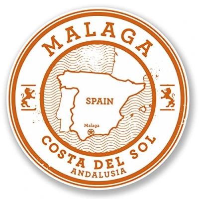 Image de 2 x 10 cm en vinyle Motif Malaga Espagne de voyage Bagage Drapeau Carte pour ordinateur portable Fun # 6492 10cm