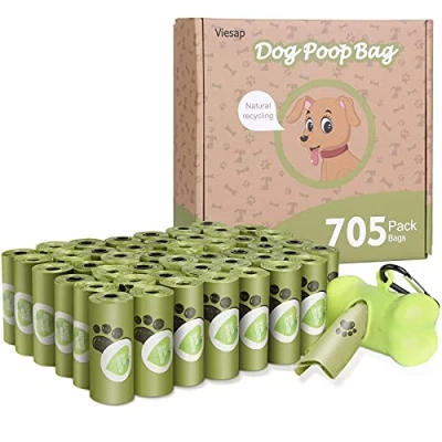 Image de Viesap Sac Ramasse Crotte, 705Pcs Crotte Chien, Sacs Crottes avec Distributeur, Etanches à Caca Pour Animaux De Compagnie, Vert Crottes.