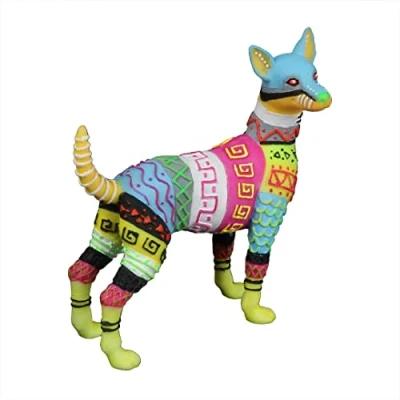 Image de Aqua Della, Ornement d&#039;aquarium Dia de Los Muertos Chien 9,8x4,3x10,5 cm, en résine Polyester, Brille dans l&#039;obscurité, Fluorescent sous Une lumière Bleue, Inoffensif et pH Neutre