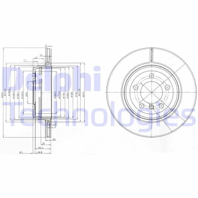 Image de DELPHI BG3787 Disque de frein 324 20 5 ventilé huilé non traité sans roulement roue, bague ABS BMW: 7