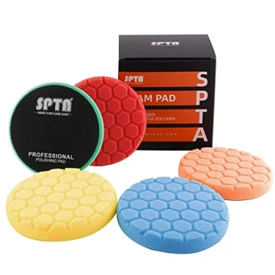 Image de Éponge de Polissage, à polir, SPTA 5 Pièces 125mm Hex Logic Polissage Pad polir Kit pour Voiture Ponçage Polisseuse Machine AXFLPS5PLUS