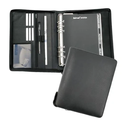 Image de Bind T 3 planificateur de système A5 avec fermeture éclair, cuir Nappa, noir