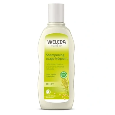 Image de WELEDA Shampooing usage fréquent Millet Nettoie en douceur grâce à sa base lavante d&#039;origine naturelle Pours tous types de cheveux NATRUE* Vegan*** 190ml
