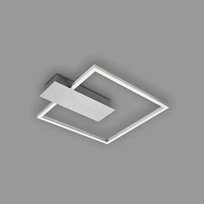 Image de BRILONER Leuchten plafonnier LED à intensité variable sur 3 niveaux, fonction mémoire, couleur de lumière blanc chaud, rectangulaire, aluminium, 375x320 mm, 3544 018