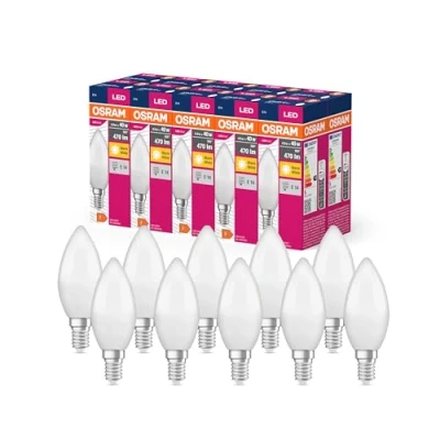 Image de OSRAM LED Star Value Classic B40 lampe pour la chaussette E14, forme de bougie, FR, 470 lumens, blanc chaud (2700k), remplacement des ampoules 40W conventionnelles, non dimmables, 10 pack