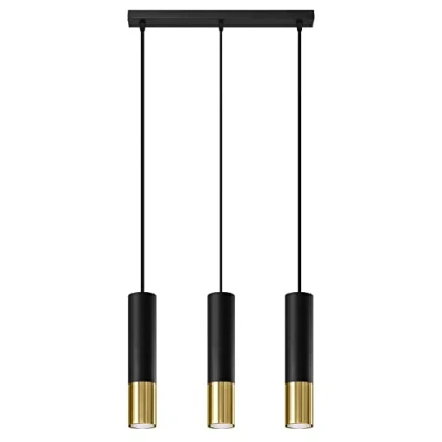 Image de Suspension LOOPEZ 3L GU10 LED Moderne Loft BOHO Design Couloir Noir/d&#039;Or