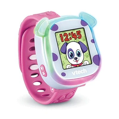 Image de VTech My First KidiWatch Rose, Montre Digitale Enfant avec Animal Virtuel, Écran Tactile Couleur, Bracelet Souple, 20 Cadrans, Jeux Interactifs, Cadeau de 3 Ans à 8 Contenu en Français