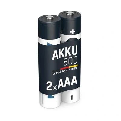 Image de ANSMANN Piles rechargeables NiMH 800 mAh 1,2V (lot de 2) AAA HR03 sans effet mémoire ni risque surcharge Accumulateurs pour télécommande, souris fil, etc.