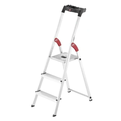 Image de Hailo Escabeau sécurisé Pliable en Aluminium 3 marches Ultra léger L60 5_8503 001 Gris