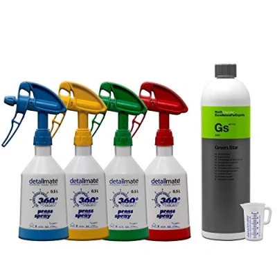 Image de Kwazar Mercury Super Pro Lot de 4 flacons pulvérisateurs 0,5 l + 1 nettoyant universel Green Star verre doseur 50 ml