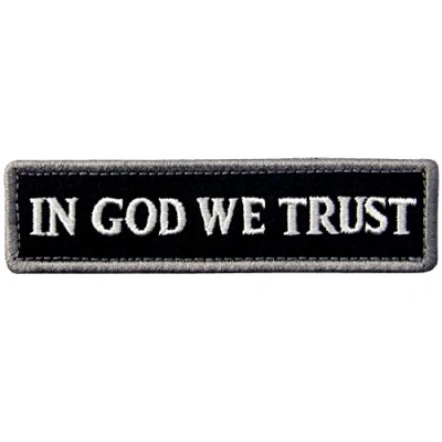 Image de Nous croyons en Dieu Brodé Fastener à Crochet et Boucle Patch, Blanc noir