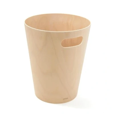 Image de Umbra Woodrow Poubelle Ou Corbeille À Papier Moderne En Bois D&#039;Une Capacité De 7,5 L Pour Salle Bain, Bureau, et Bien Plus Encore, Hêtre Commun, Naturel