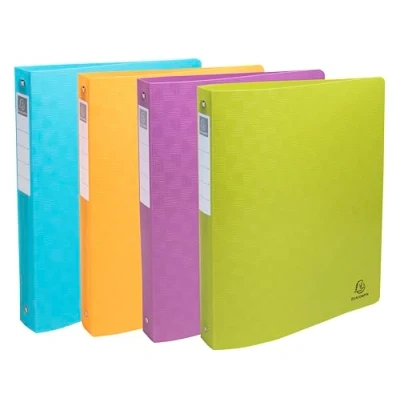 Image de Exacompta Réf. 51930E Paquet de 4 classeurs semi rigides Pop&#039; N Co PP recyclé anneaux ronds dos 40 mm Format extérieur : 32x26,8 cm à classer A4 Maxi couleurs assorties