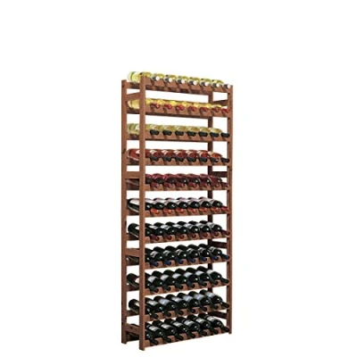 Image de Casier à bouteilles/Étagère vin SIMPLEX, modéle 4 en bois de pin teinté, pour 77 bouteilles H 166 x L 72 P 25 cm