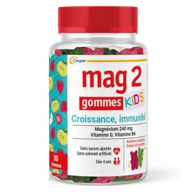 Image de MAG 2 gommes kids Magnésium, vitamine B6 et D Croissance Immunité Sans sucres ajoutés Complément alimentaire 30