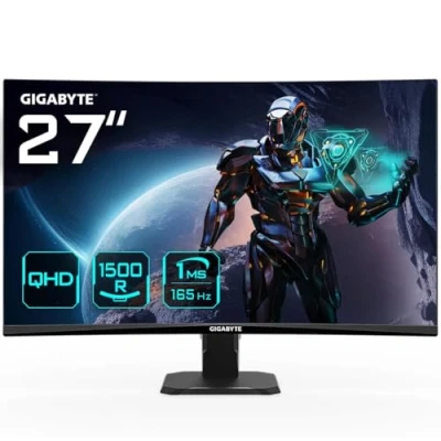 Image de GIGABYTE GS27QC 27&quot; Moniteur de jeu incurvé QHD 2560 x 1440 (QHD), 165Hz, 1ms, 250 cd/m², FreeSync Premium, prêt pour HDR, HDMI 2.0, DisplayPort 1.4