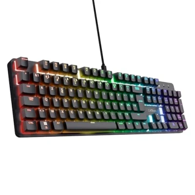 Image de Trust Gaming GXT 871 Zora Clavier Mécanique AZERTY avec Éclairage RGB, Commutateurs Huano Linéaires, Anti Ghosting N Key Rollover, Gamer Filaire Programmable PC, Laptop, Noir
