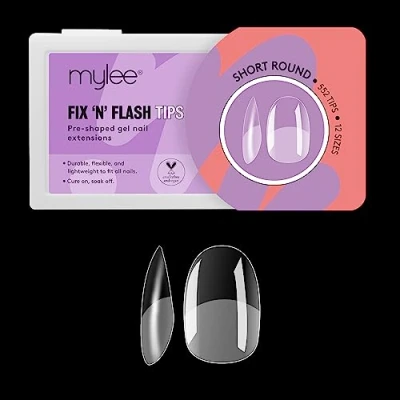 Image de Mylee Capsules Fix &amp; Flash Soft Gel Tips Capsule Americaine de Souple, Couverture Complète, Extensions d&#039;Ongles en Gel, Flexibles et Résistantes, 12 Tailles, 552 Pièces, Pour Tous les Ongles