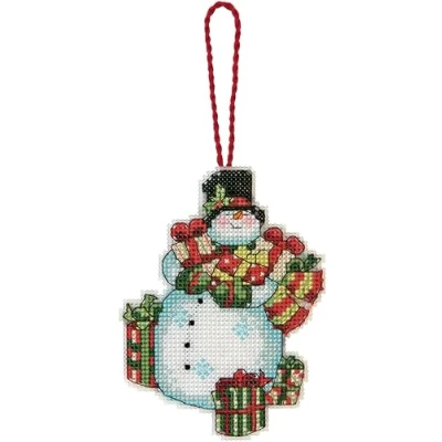 Image de DIMENSIONS Susan Winget Snowman Ornement compté Point de Croix Kit 3 1/4 x 4 1/2&quot; 14 Compter Une Toile en plas