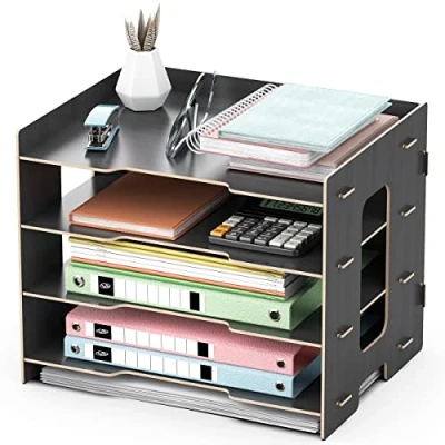 Image de JOPOO Bac à Documents de Bureau A4, Organiseur 4 Niveaux pour Documents, papiers, Lettres (Noir)