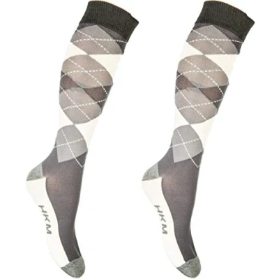 Image de HKM Chaussettes Check Classico Gris Vanille 30 34