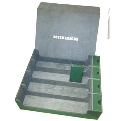 Image de docsmagic.de Premium 4 Row Trading Card Storage Box Green + Trays &amp; Divider MTG PKM YGO Boîte de Rangement Vert