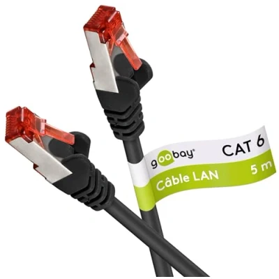 Image de Goobay Câble réseau Cat 6 LAN pour Gigabit Ethernet S FTP, 5m, noir, 1