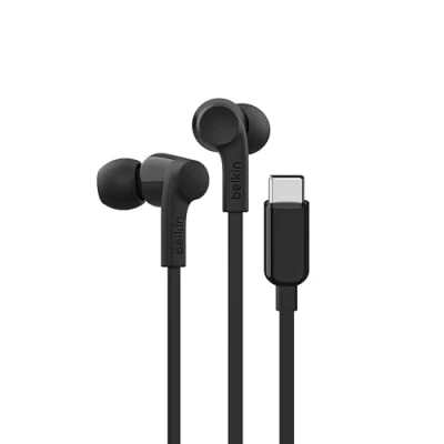 Image de Belkin Écouteurs filaires SoundForm avec connecteur USB C (écouteurs Intra Auriculaires Micro, pour iPhone 16/15, iPad Mini, Galaxy 24, Android, etc., C, Noir)