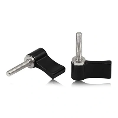 Image de SPEEDWOX Lot de 2 vis filetées mâles réglables M4 20 mm en alliage d&#039;aluminium noir avec une aile unique pour appareil photo