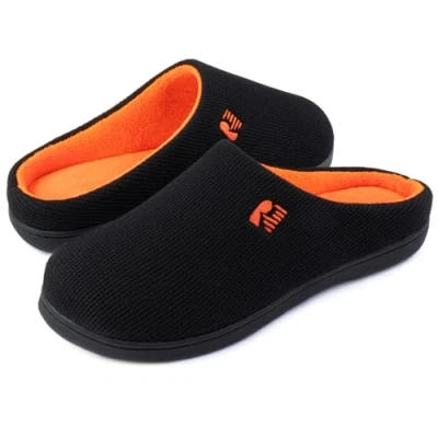Image de RockDove Chausson en Mousse à Mémoire de Forme Deux Tons pour Homme, 43.5 EU, noir et orange