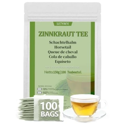 Image de Thé de Prêle, Tisane Prêle Pure 100% Naturelle, Sans Aucun Additif ni Caféine (100 Sachets)