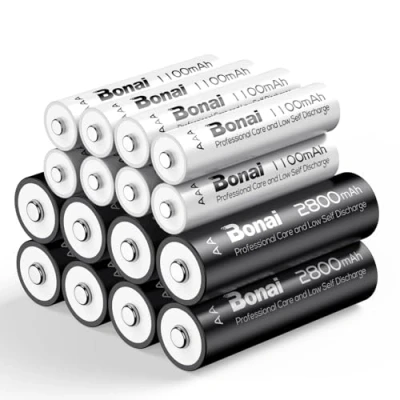Image de BONAI 8xAA et 8xAAA 2800/1100mAh Piles Rechargeables, 1.2V Ni MH Accu HR3 HR6 Batteries Grande Capacité, pré chargées, 1200 Cycles AA/AAA, Faible Auto décharge (16 pièces)