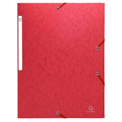 Image de Exacompta Réf. 55755E Paquet de 10 chemises à élastiques Scotten pochettes 3 rabats Maxi Capacity en carte lustrée gaufrée dim 24 x 32 cm pour documents au format A4 couleur rouge