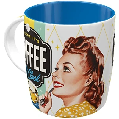 Image de Nostalgic Art Tasse à café rétro, Coffee O&#039; Clock Idée de Cadeau pour nostalgiques, en céramique, Design Vintage Amusant avec Une Citation, 330 ML