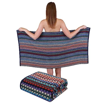 Image de Betz Lot de 2 Serviettes Douche à Carreaux draps en 100% Coton Serviette Sauna 70 x 140 cm Multicolore