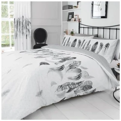 Image de GC GAVENO CAVAILIA Linge Doux et Confortable Parure de lit réversible avec Housse Couette en Polycoton Facile d&#039;entretien, Blanc, Double (200 x 200cm)