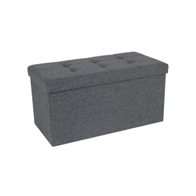 Image de SONGMICS Banc de Rangement, Pouf Pliable, 38 x 76 cm, Bout Lit, Repose pieds, Coffre Charge jusqu&#039;à 300 kg, pour Salon, Chambre, Entrée, Gris Foncé LSF47K