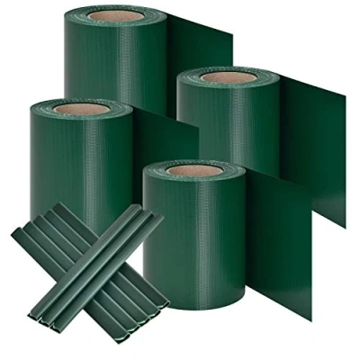 Image de Juskys Rouleaux Brise Vue en PVC pour clôtures à barreaux Doubles 4 de 35 m, 120 Clips Fixation Film Anti Regards clôture Protection visuelle Contre Le Vent Vert