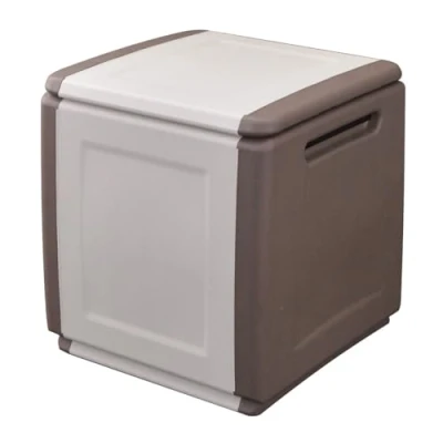 Image de Coffre de jardin INTEC 130L Polypropylène recyclé Beige/Taupe Résistant aux intempéries