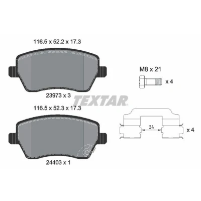 Image de TEXTAR 2397302 Jeu de plaquettes frein avec indicateur d&#039;usure vis d&#039;étrier accessoires SUZUKI: SWIFT 3, Splash, OPEL: Agila B