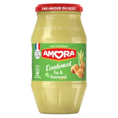 Image de AMORA Moutarde Condiment Fine, Gourmande et Riche en Goût Bocal de 430g