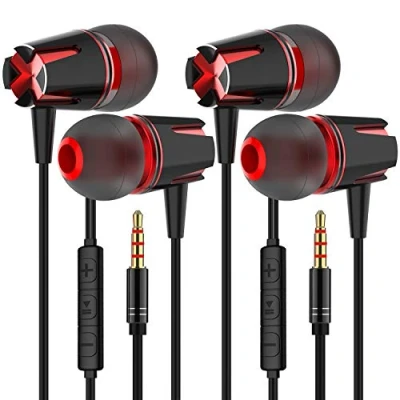 Image de Lot de 2 écouteurs intra auriculaires GWAWG avec microphone haute sensibilité, caisson basses, compatibles la plupart des appareils prise jack 3,5 mm