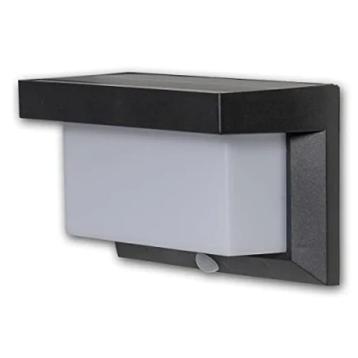 Image de Star Trading Applique solaire LED VALLA, plastique, noir, blanc chaud, 3 modes d&#039;éclairage, détecteur de mouvement PIR, capteur crépusculaire, IP44