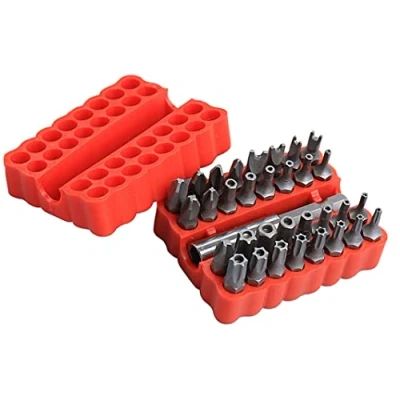 Image de Lot de 33 embouts tournevis sécurité 25 mm : porte magnétiques, Phillips, hexagonaux, Torx