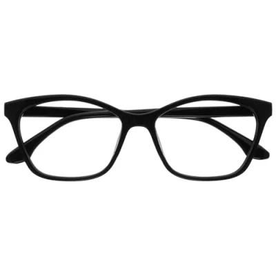 Image de OPULIZE KAT Lunettes de Lecture Élégante Monture Œil Chat Noir Brillant Modèle Mixte pour Hommes et Femmes Charnières à Ressort R59 1 +2.50