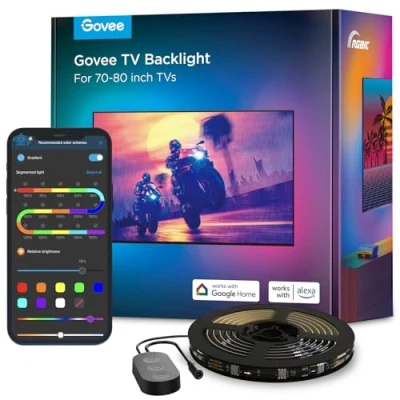 Image de Govee LED TV Rétroéclairage 4.6M, Ruban RGBIC pour Téléviseurs 70 80 Pouces, Contrôlé par Bluetooth et Wi Fi, Fonctionne avec Alexa &amp; Google Assistant, 11 Modes de Musique, 99+ Scène