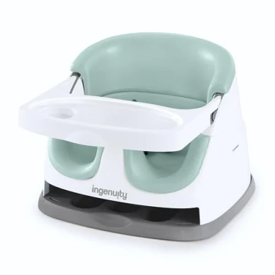 Image de Ingenuity, Rehausseur de Chaise 2en1 pour Bébé et Enfants, Siège Evolutif, Harnais Sécurité à 3 Points, Plateau Amovible, sons BPA, Portable Facile Nettoyer, Mist, 6 36 Mois