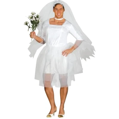 Image de FIESTAS GUIRCA Déguisement Homme Robe Mariée EVG Costume Adulte Taille L 52 54